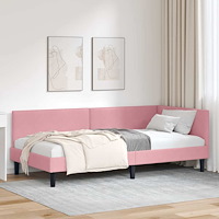 vidaXL Hörn Sängram Övrigt Rosa 90 x 190 cm Sammet och konstruerat trä