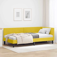 vidaXL Hörn Sängram Övrigt Gul 90 x 200 cm Sammet och konstruerat trä