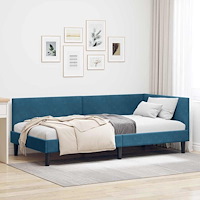 vidaXL Hörn Sängram Övrigt Blå 100 x 200 cm Sammet och konstruerat trä