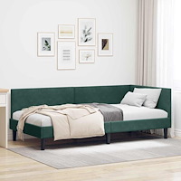 vidaXL Hörn Sängram Mörkgrön 100 x 200 cm Sammet och konstruerat trä