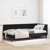 vidaXL Hörn Sängram Svart 100 x 200 cm Sammet och konstruerat trä