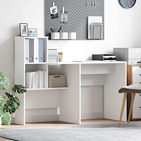 vidaXL Skrivbord med hylla Vit 131.5 x 50 x 106.5 cm Konstruerat trä