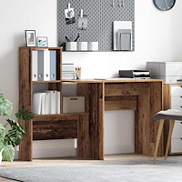 vidaXL Skrivbord Gammalt trä 131.5 x 50 x 106.5 cm Konstruerat trä