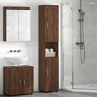 vidaXL Badrumsskåp TULUM brun ek 37 x 31.5 x 203 cm Konstruerat trä