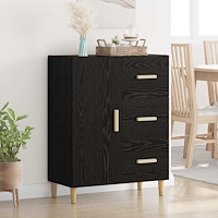 vidaXL Sideboard med låda Svart ek 34 x 69.5 x 90 cm Konstruerat trä