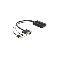 DeLOCK Delock VGA to HDMI Adapter with Audio - adapter för video / ljud - HDMI / VGA - 25 cm