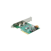 DeLOCK Delock PCI Express x4 Card to 2 x external SuperSpeed USB 10 Gbps (USB 3.1 Gen 2) USB Type-C female - USB-adapter - PCIe...