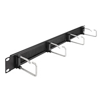 DeLOCK Delock - kabelhanteringspanel med borste för rack - with 4 metal hooks - 1U