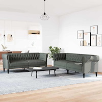 vidaXL Soffset 2 pcs Mörkgrå tyg
