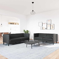 vidaXL Soffset 2 pcs Svart 194 x 74.5 x 70.5 cm Konstläder