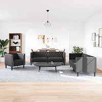 vidaXL Soffset 3 pcs Svart 194 x 74.5 x 70.5 cm Konstläder