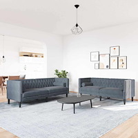 vidaXL Soffset 2 pcs Mörkgrå Sammet