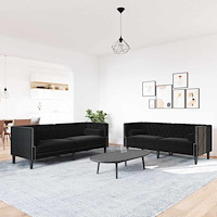 vidaXL Soffset 2 pcs Svart Sammet