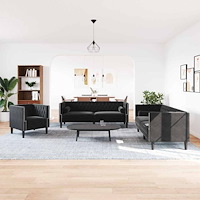 vidaXL Soffset 3 pcs Svart Sammet