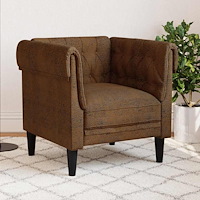 vidaXL Chesterfield Soffa Stol Argyle Brun 78.5 x 74.5 x 74.5 cm