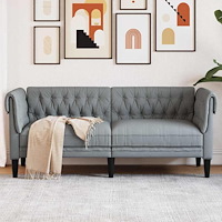 vidaXL Chesterfieldsoffa Argyle Ljusgrå 182.5 x 74.5 x 74.5 cm tyg