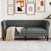 vidaXL Chesterfieldsoffa med kudde Mörkgrå 182.5 x 74.5 x 74.5 cm tyg