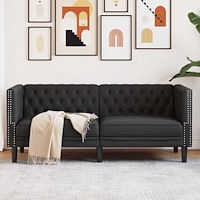 vidaXL Chesterfieldsoffa Argyle Svart 174 x 74.5 x 70.5 cm Konstläder