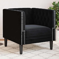 vidaXL Chesterfield Soffa Stol Argyle Svart 71 x 74.5 x 70.5 cm Sammet