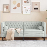 vidaXL Chesterfieldsoffa Argyle Ljusgrå 174 x 74.5 x 70.5 cm Sammet
