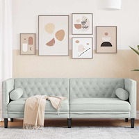 vidaXL Chesterfieldsoffa Argyle Ljusgrå 194 x 74.5 x 70.5 cm Sammet