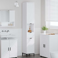 vidaXL Badrumshögt skåp Vit 31,5 x 33 x 190 cm Konstruerat trä