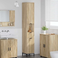vidaXL Badrumshögt skåp Sonoma ek 31,5 x 33 x 190 cm Konstruerat trä