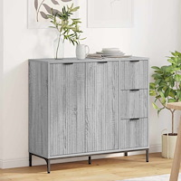 vidaXL Sideboard med låda Grå sonoma 89,5 x 33 x 82 cm Konstruerat trä