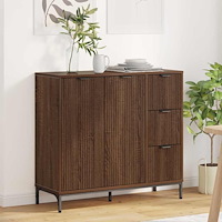 vidaXL Sideboard med låda brun ek 89,5 x 33 x 82 cm Konstruerat trä