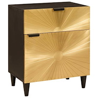 vidaXL Sängbord Svart och Guld 50 x 33 x 60 cm massivt mangoträ