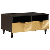 vidaXL Kaffeebord Svart och Guld 80 x 54 x 40 cm massivt mangoträ