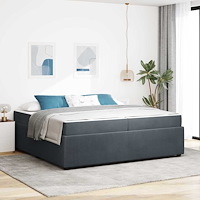 vidaXL Sängram med madrass med madrass Mörkgrå 200 x 200 cm Sammet