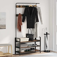 vidaXL Klädhängare Rökfärgad ek 95 x 34 x 184 cm Konstruerat trä