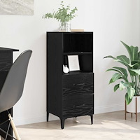 vidaXL Sideboard med låda Svart ek 34 x 34,5 x 90 cm Konstruerat trä