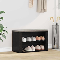 vidaXL Skoställ med hylla Svart ek 75 x 35 x 45 cm Konstruerat trä