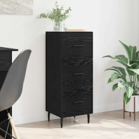 vidaXL Sideboard med låda Svart ek 34 x 34,5 x 90 cm Konstruerat trä
