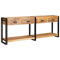 vidaXL Konsolbord 2 pcs Brun 200 x 33 x 75 cm Massivt grovt mangoträ