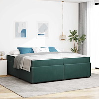 vidaXL Sängram med madrass med madrass Mörkgrön 200 x 200 cm Sammet