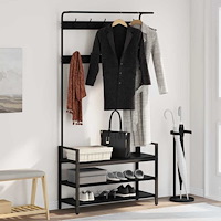 vidaXL Klädhängare med hylla Svart ek 95 x 34 x 184 cm Konstruerat trä