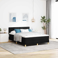 vidaXL Kontinentalsäng med madrass med madrass Svart 140 x 190 cm tyg