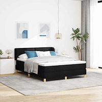 vidaXL Resårsäng med madrass kräm 90x200 cm tyg Svart 140 x 190 cm tyg