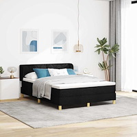 vidaXL Resårsäng med madrass kräm 90x200 cm tyg Svart 140 x 190 cm tyg