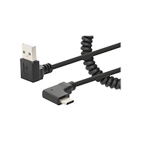 Manhattan Manhattan USB-C to USB-A Cable, 1m, Male to Male, Black, 480 Mbps (USB 2.0), Tangle Resistant Curly Design, Angled Conne...