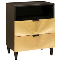 vidaXL Sängbord Svart och Guld 50 x 33 x 60 cm massivt mangoträ