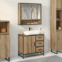 vidaXL Badrumsmöbelset med låda 2 pcs artisan ek Konstruerat trä