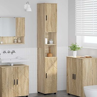 vidaXL Badrumshögt skåp Sonoma ek 30 x 35 x 192 cm Konstruerat trä