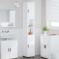 vidaXL Badrumshögt skåp Vit högglans 30 x 35 x 192 cm Konstruerat trä