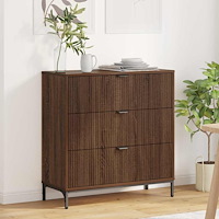 vidaXL Sideboard med låda brun ek 79,5 x 33 x 82 cm Konstruerat trä