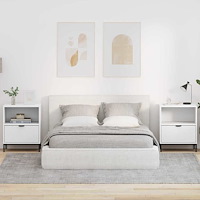 vidaXL Sängbord med låda 2 pcs Vit 49 x 36 x 61 cm Konstruerat trä