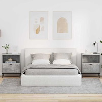 vidaXL Sängbord 2 pcs Betonggrå 49 x 36 x 61 cm Konstruerat trä